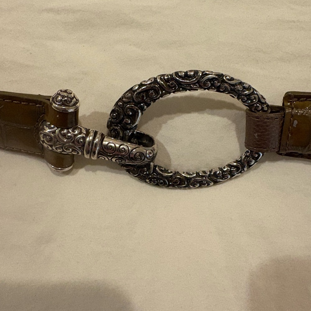 Brighton Brown and Silver Croc-Embossed Belt - Picture 2 of 4